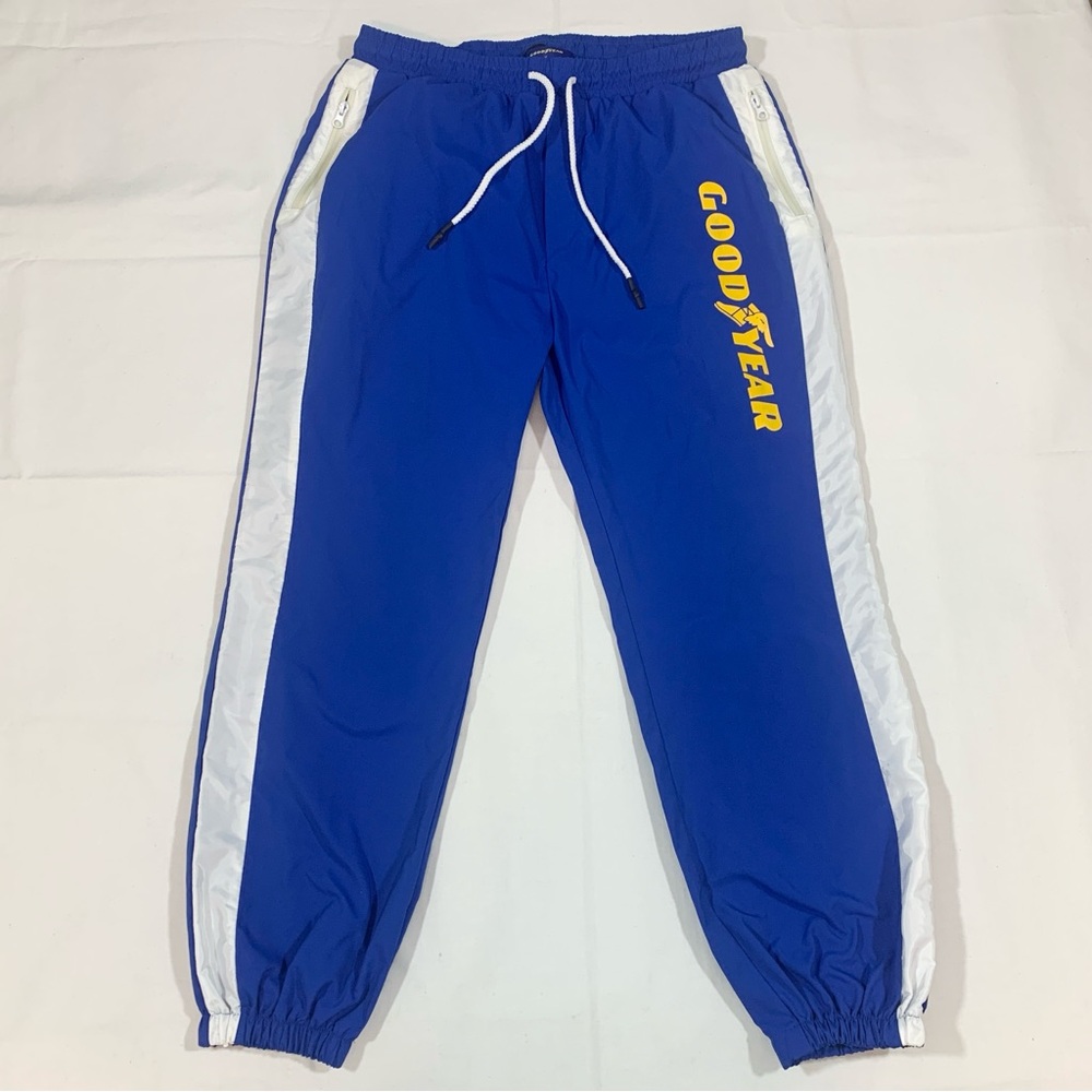 Goodyear x Penshoppe Mens XL Track Joggers Pants Softshell Blue White Stripes